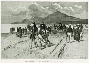Islanders going to mass. Engraving by Tofani, to illustrate the story 