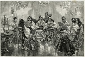 Narcisso Chinese trade fair, Daraga, Philippines. Engraving by Tofani, to illustrate the story 