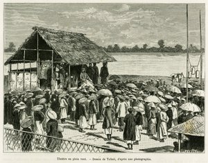 Theatre in the wind. Engraving by Tofani, after a photograph, to illustrate the story 