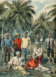 Portrait of Cuban Insurgents, Spanish-American War in 1898 (Engraving) by Oswaldo Tofani