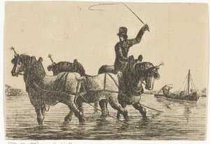 Three Draft Horses in the Water by Otto Baron Howen