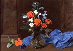 Still Life of Flowers in a Glass Vase by Otto Didrik (attr.to) Ottesen