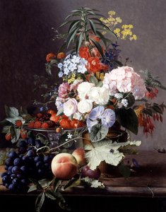 Still Life of Fruit and Flowers