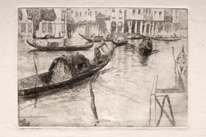 Etchings of Venice: Traghetto San Felice, 19th century by Otto H. Bacher