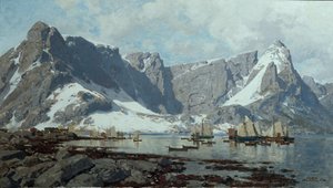 Snowy landscape from Reine, Lofoten