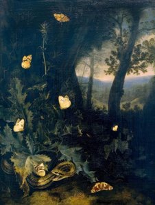 Forest Floor with Thistle and Snake by Otto Marseus  van Schrieck