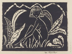 Nude Figure of a Girl in a Landscape by Otto Müller