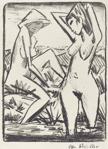 Standing Girl in Water and the Other Sitting on Shore