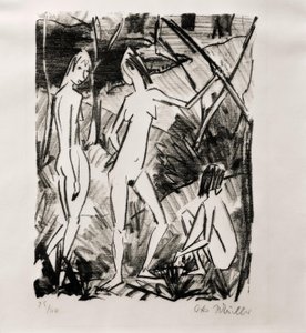 Two Standing and One Sitting Girl by Otto Mueller