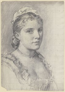 Portrait of a Young Woman Facing Right by Otto Scholderer