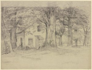 House Behind Trees by Otto Scholderer