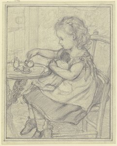 Tea with Dolly by Otto Scholderer