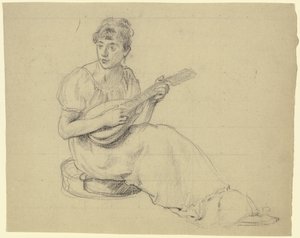 Woman Playing the Mandolin by Otto Scholderer