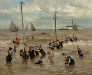 Bathing by the Sea, 1876 by Otto von Thoren