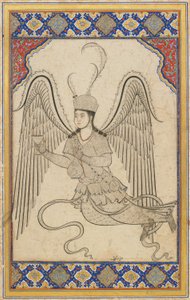 Angel, flying, with cup and wine flask by Ottoman School