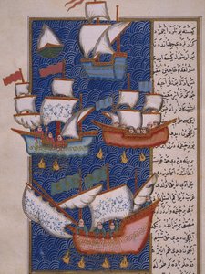 Fishermen with nets by Ottoman School