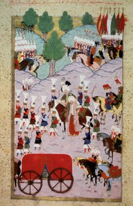 Representation of Sultan Soliman I and his army by Ottoman School