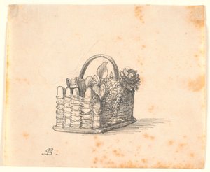 A Woven Basket with Plants and a Book by P.C. Skovgaard