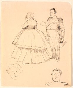 Caricature of Frederik VII and Countess Danner; below Christian VIII by P.C. Skovgaard