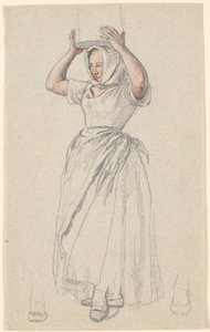 Standing Peasant Girl with a Milk Jug on Her Head by P.C. Skovgaard