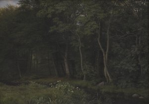 Twilight Setting in a Wood near Iselingen Manor, Zealand by P.C. Skovgaard