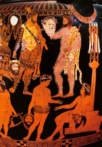 Red-figure volute krater with an actor holding his mask, from Ruvo, c.410 BC by Painter Pronomos