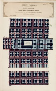Cotton scarf sample from Nurrapore in Sind, from The Collection of the Textile Manufacturers of India, by John Forbes Watson, published in 1866