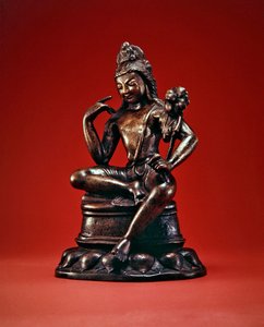 Padmapani Lokeshvara seated in meditation, first half of the 7th century (bronze inlaid with silver & copper) by Pakistani School