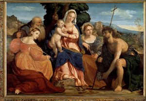 Virgin with Child with St Catherine and St Celestine and John the Baptist and Barbara by Palma Il Giovane