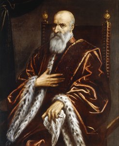 Portrait of a Venetian Senator, seated three-quarter length, wearing a Red Velvet Cloak