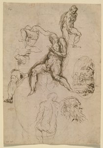 Sheet of Studies for Painting in the Salone del Maggior Consiglio, Ducal Palace, Venice by Palma Il Giovane