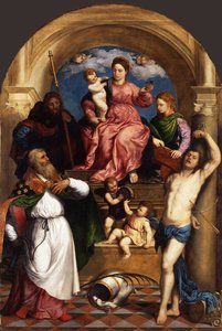 Enthroned Madonna with Child and Saints by Paris Bordone