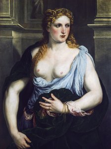 Woman with a green cloak