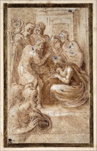 Adoration of the Holy Family in an Interior by Parmigianino 