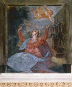 Saint Agatha, by Parmigianino (1503-1540), Fresco, Church of San Giovanni Evangelista, Parma, Emilia-Romagna, Italy by Parmigianino