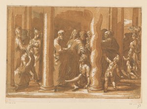 Saints Peter and John Heal a Lame Man by Parmigianino (attributed to)
