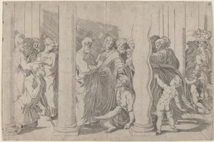 Saints Peter and John Healing the Lame Man at the Golden Gate by Parmigianino after Raphael