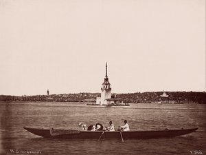 Kız Kulesi, Galata and Fındıklı Residential Areas by Pascal Sébah