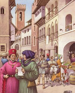 A Typical Street Scene in Florence in the Early 15th Century