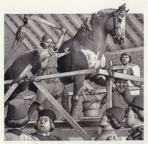 Andrea Verrocchio Smashes the Head from His Statue of a Horse by Pat (1907-95) Nicolle