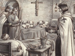 Godfrey de Bouillon Watches Benedictine Monks Caring for the Wounded