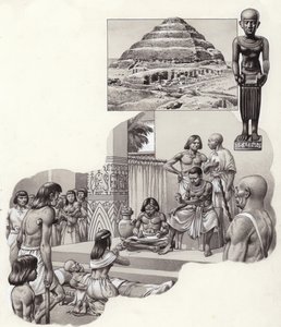 Imhotep "the good physician" giving advice to a sick man