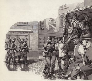 A German soldier helping prisoners escape from a lorry