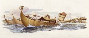Olaf of Norway Pulls Down the Supports of London Bridge