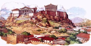 The Acropolis, or ancient citadel, of Athens as it looked in the 5th century
