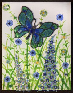 Butterflies, Green & Blue, 2016 by Pat Scott