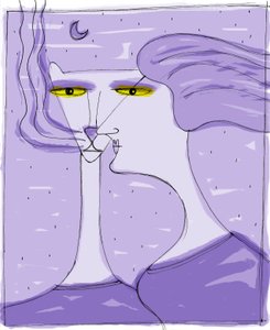 Strega del Tchesal (Chiesale): witch who turns into a cat to spy on men (illustration by Patrizia La Porta) by Patrizia La Porta