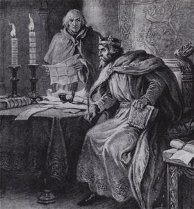 Alfred the Great, King of Wessex, and His Candle Clocks (litho)