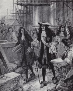King Charles II overseeing the rebuilding of St Pauls Cathedral after the Great Fire of London