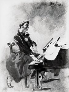 The composer and pianist Frederic Chopin playing the piano by Paul Albert Besnard